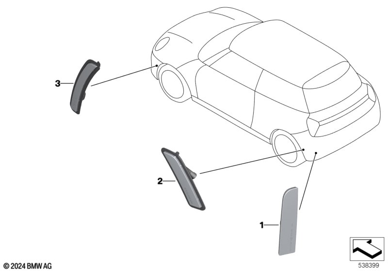 Światło odbłyskowe  (63_2668) dla MINI F66 Cooper C 3-drzwiowy ECE