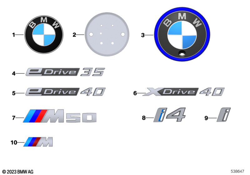 Emblematy / Ciągi napisów  (51_Z555) dla BMW i4 G26 Gran Coupé i4 eDrive40 Gra ECE