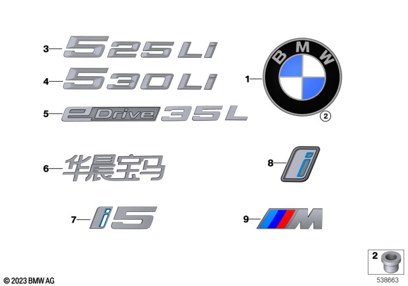Emblematy / Ciągi napisów  (51_C650) dla BMW 5' G68 525Li Lim ECE