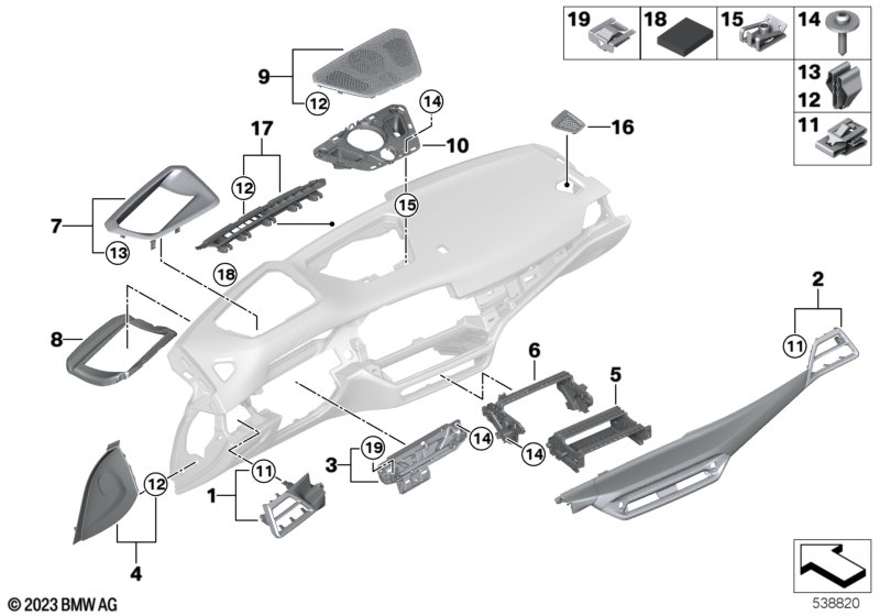 Elementy dod. tablicy przyrządów u góry  (51_C677) dla BMW 4' G26 Gran Coupé LCI 420dX Gra ECE