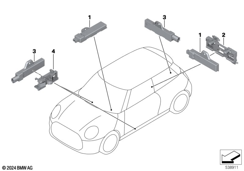 Poj. części anteny funkc. dost. komf.  (65_4017) dla MINI F66 Cooper C 3-drzwiowy ECE