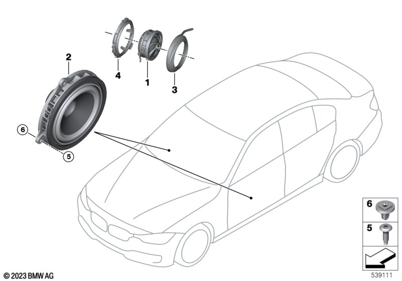 Poj.el.High End Sound Syst. drzwi prz.  (65_3113) dla BMW 8' G16 Gran Coupé 840dX Gra ECE