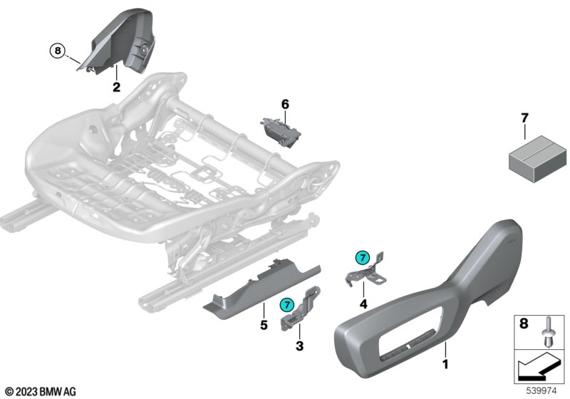 Fotel przedni - osłony fotela elektr.  (52_5097) dla BMW X1 U11 X1 18d SAV ECE