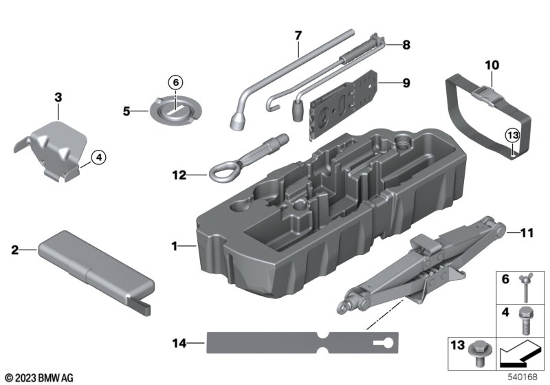 Komplet narzędzi/podnośnik samoch.  (71_1359) dla BMW X2 U10 X2 18d SAC ECE