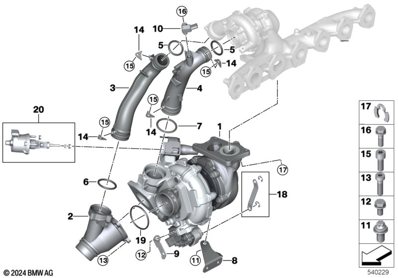 Turbosprężarka spalin  (11_8634) dla BMW 5' G30 LCI 540dX Lim ECE