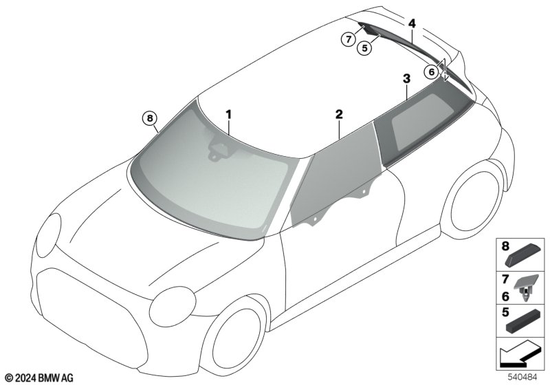 Oszklenie  (51_C915) dla MINI Cooper J01 Cooper E 3-drzwiowy ECE