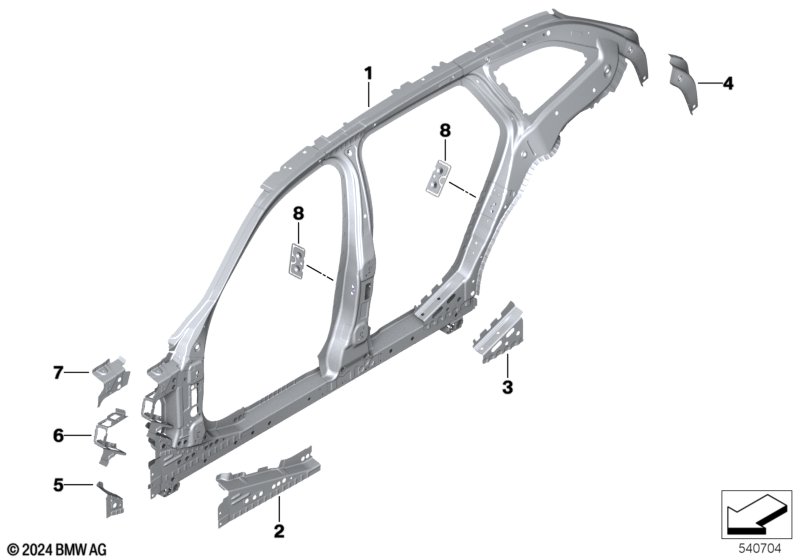 Szkielet boczny, środek  (41_4490) dla BMW 5' G61 520d Tou ECE