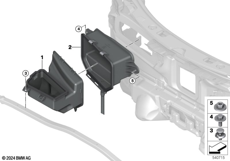 Kanał wlotu powietrza komory silnika  (64_3101) dla MINI Cooper J01 Cooper E 3-drzwiowy ECE