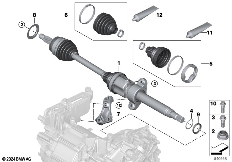 Wałek napędowy przedni prawy  (31_2544) dla MINI Cooper J01 Cooper E 3-drzwiowy ECE