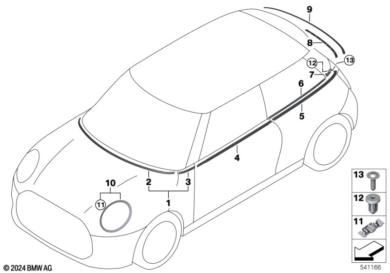 Zewnętrzne osłony / Kratka ozdobna I  (51_C972) dla MINI F66 Cooper C 3-drzwiowy ECE