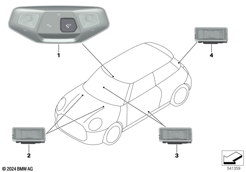 Oświetlenie wnętrza  (63_2759) dla MINI F66 Cooper C 3-drzwiowy ECE