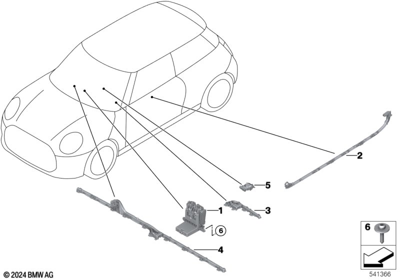 Światłowód wnętrza pojazdu  (63_2760) dla MINI F66 Cooper C 3-drzwiowy ECE