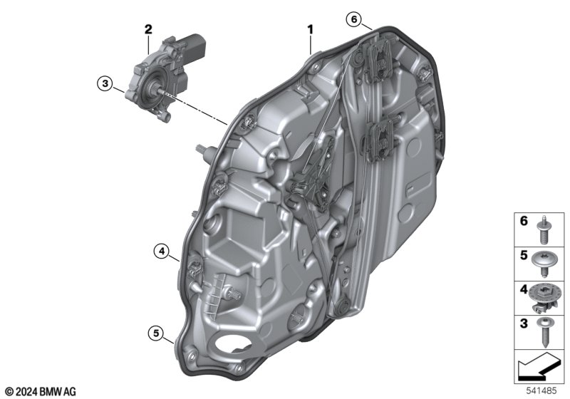 Mechanizm szyby drzwi tylnych  (51_C999) dla BMW 5' G61 520d Tou ECE