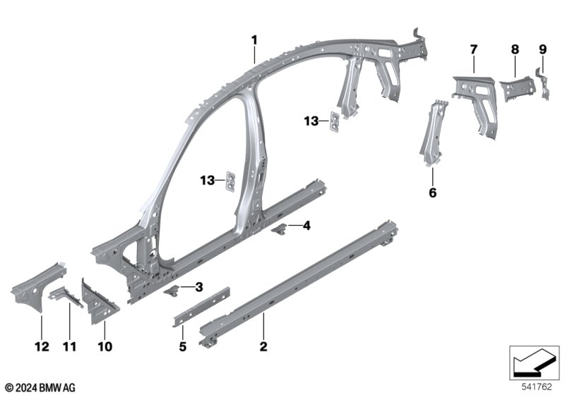 Szkielet boczny, środek  (41_3102) dla BMW 3' G20 320d Lim ECE