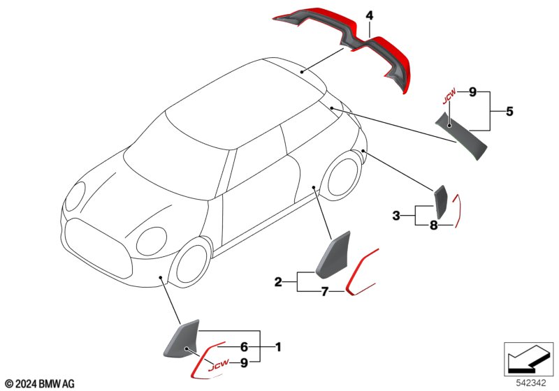 Akcesoria aerodynamiki JCW F6x  (03_6182) dla MINI F66 Cooper C 3-drzwiowy ECE