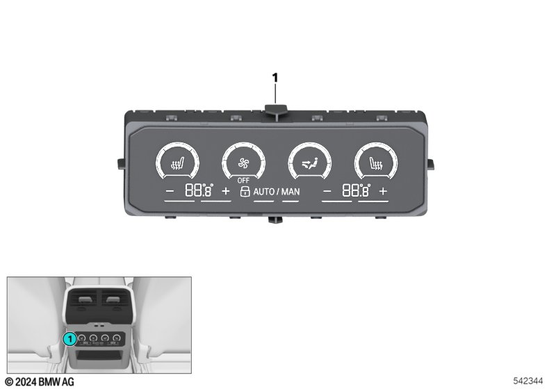 Panel obsługi klimatyzacji z tyłu  (61_9011) dla BMW 5' G61 520dX Tou ECE