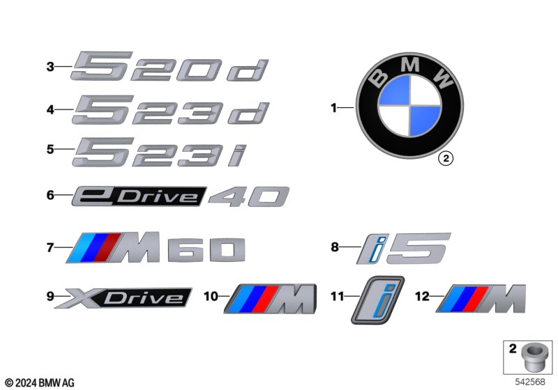 Emblematy / Ciągi napisów  (51_C937) dla BMW 5' G61 520d Tou ECE
