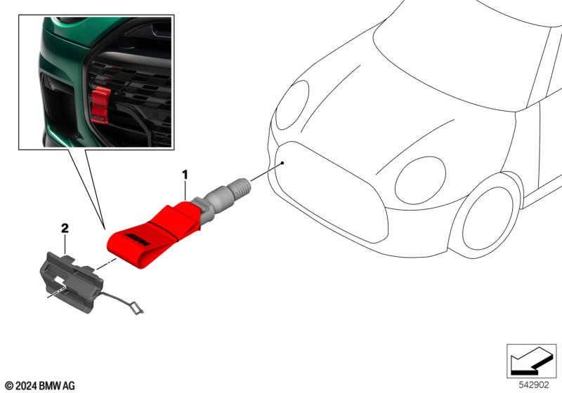 Pas holowniczy JCW  (03_6419) dla MINI F66 Cooper C 3-drzwiowy ECE