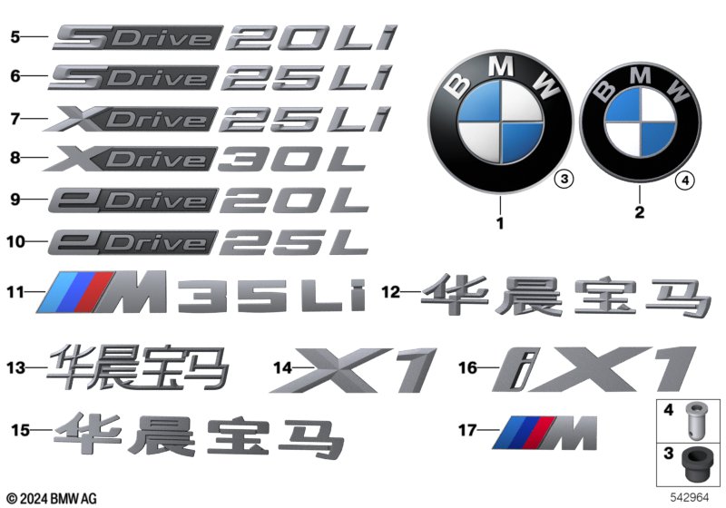 Emblematy / Ciągi napisów  (51_C175) dla BMW X1 U12 iX1 xDrive30L SAV ECE