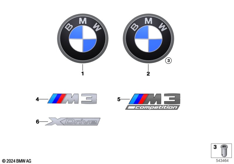 Emblematy / Ciągi napisów  (51_D269) dla BMW 3' G80 M3 LCI M3 Comp. M xDrive Lim ECE