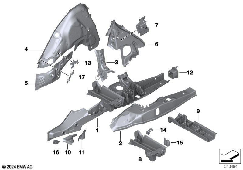 Wnęka koła tylna/elementy podłogi  (41_4642) dla BMW X3 G45 X3 20d xDrive SAV ECE