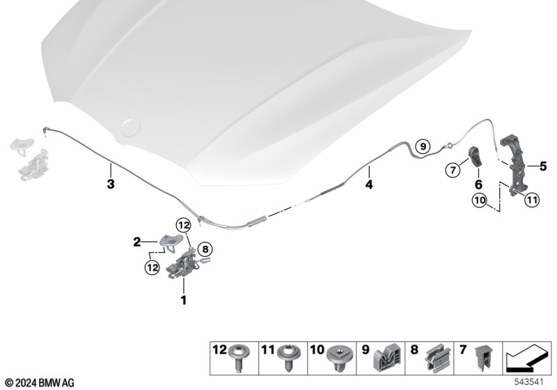 System zamykania pokrywy silnika  (41_4657) dla BMW 3' G80 M3 LCI M3 Comp. M xDrive Lim ECE