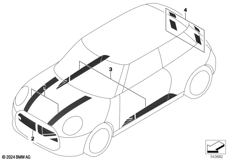 Zakres wyposaż. zewnętrznego  (03_6424) dla MINI F66 Cooper C 3-drzwiowy ECE