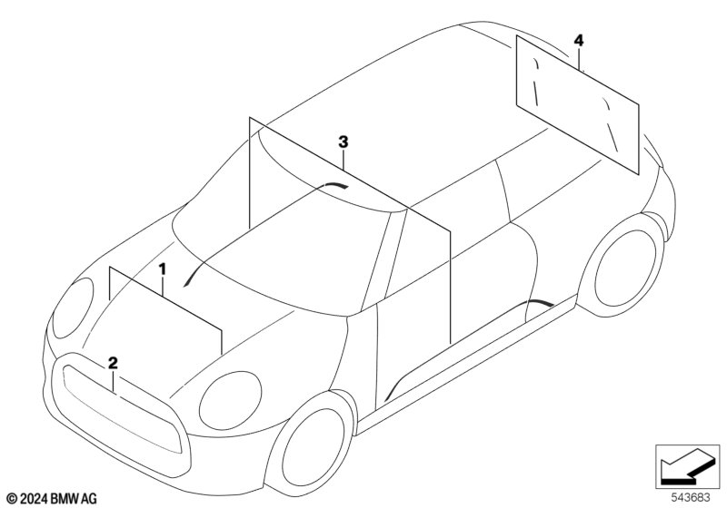 Zakres wyposaż. zewnętrznego  (03_6425) dla MINI F66 Cooper C 3-drzwiowy ECE