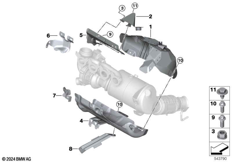 Turbosprężarka, osłona termiczna  (11_9754) dla BMW 1' F40 M135iX 5-d ECE