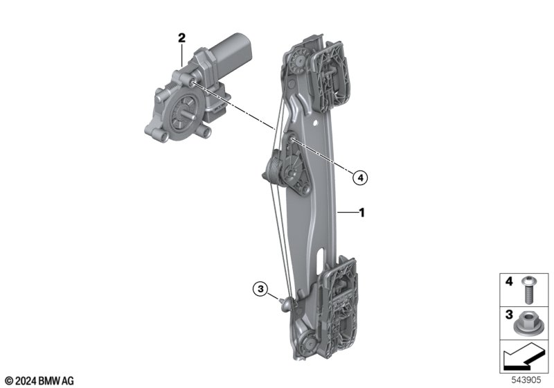 Mechanizm szyby drzwi tylnych  (51_D314) dla MINI F65 Cooper C 5-drzwiowy ECE