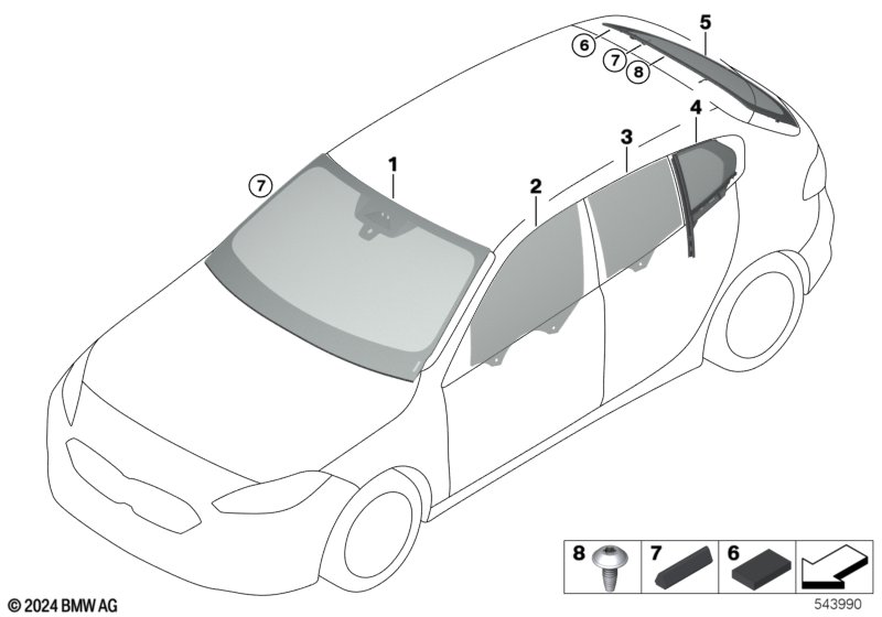 Oszklenie  (51_D324) dla BMW 1' F70 118d 5-d ECE