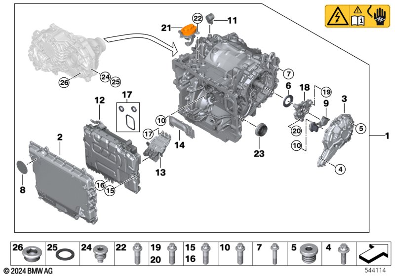 Maszyna elektryczna przedniej osi  (12_3177) dla BMW 5' G61 i5 M60 xDrive Tou ECE