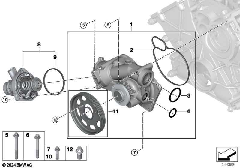 Układ chł. - pompa pł. chł./termostat  (11_9416) dla BMW XM G09 XM Label SAC ECE