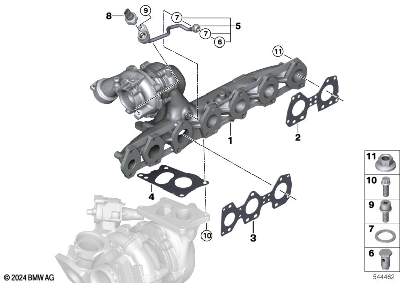 Turbosprężarka z kolektorem wylotowym  (11_9385) dla BMW 5' G61 540dX Tou ECE