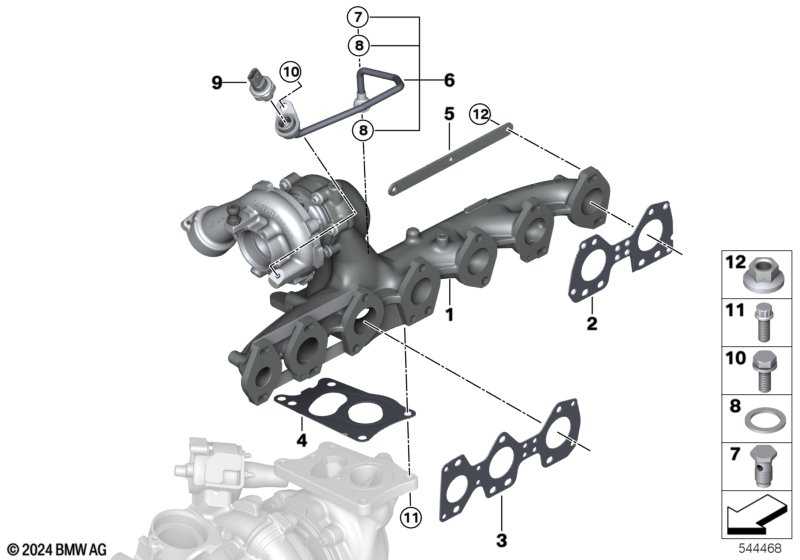 Turbosprężarka z kolektorem wylotowym  (11_8709) dla BMW 5' G30 LCI 530dX Lim ECE