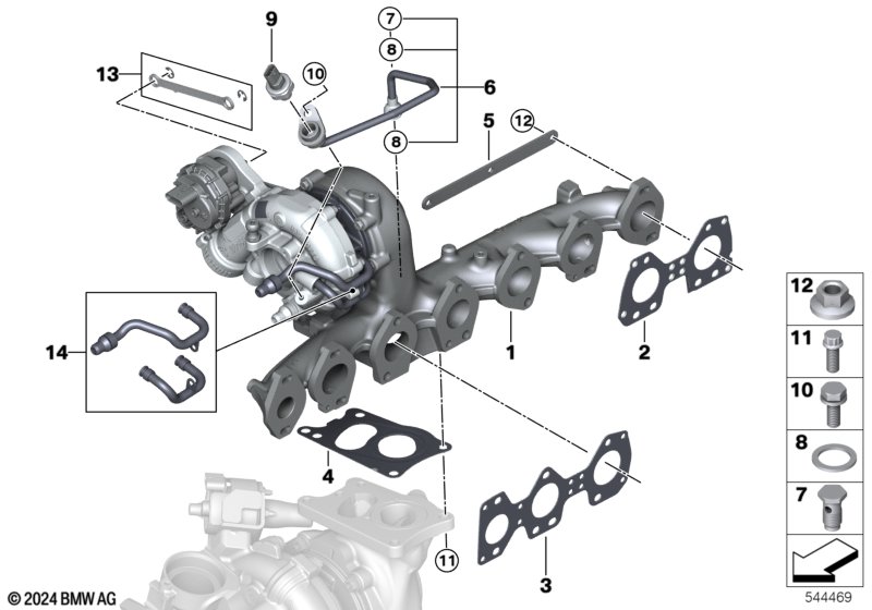 Turbosprężarka z kolektorem wylotowym  (11_8633) dla BMW 6' G32 GT LCI 640dX Gra ECE