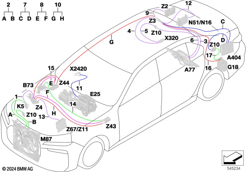 Przewód zasilania głównej wiązki kabl.  (61_8405) dla BMW 5' G61 i5 M60 xDrive Tou ECE