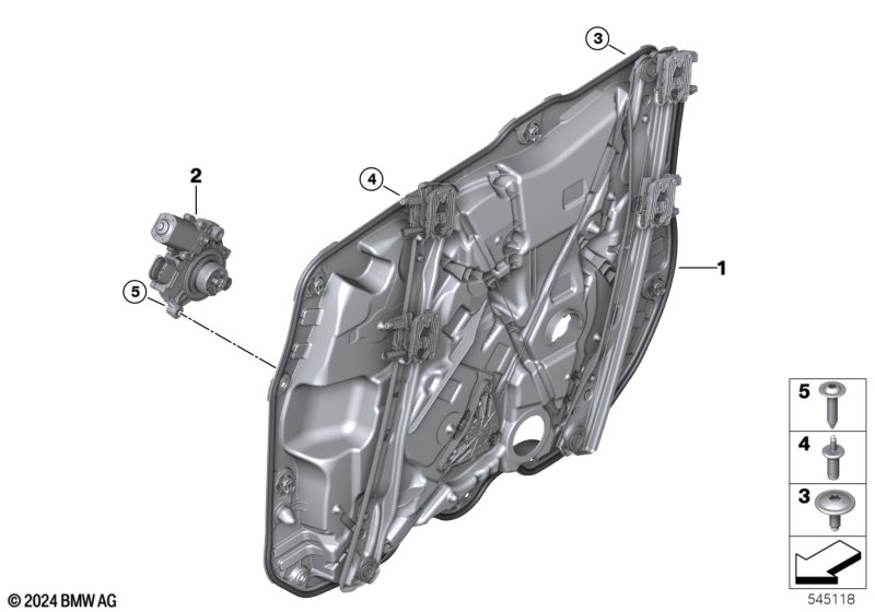 Mechanizm szyby drzwi tylnych  (51_D435) dla BMW X3 G45 X3 20d xDrive SAV ECE