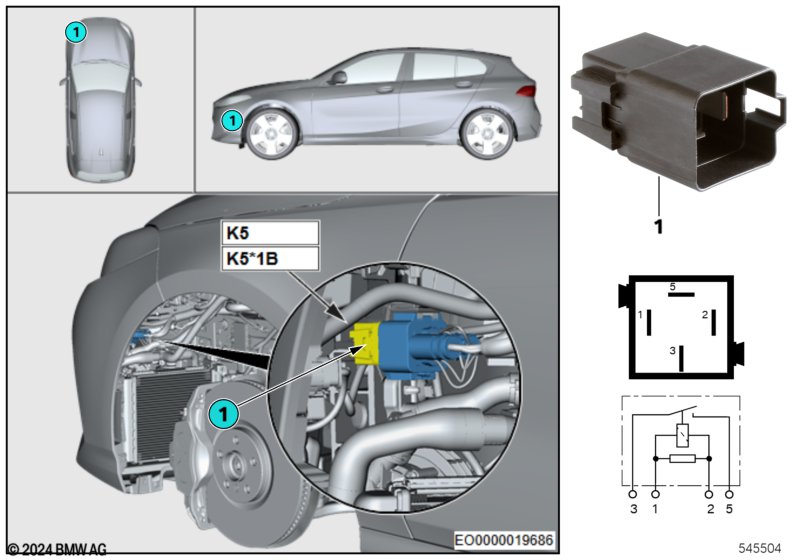 Przekaźnik went. elektr. silnika K5  (61_9243) dla BMW 1' F70 118 5-d ECE