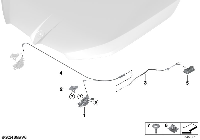 System zamykania pokrywy silnika  (41_4703) dla BMW X3 G45 X3 20d xDrive SAV ECE