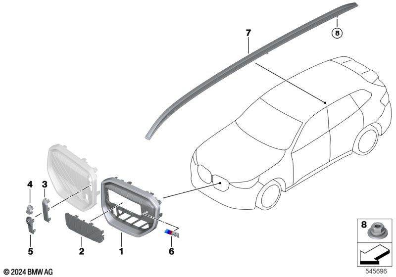 Zewnętrzne osłony / Kratka ozdobna  (51_D487) dla BMW X3 G45 X3 20d xDrive SAV ECE