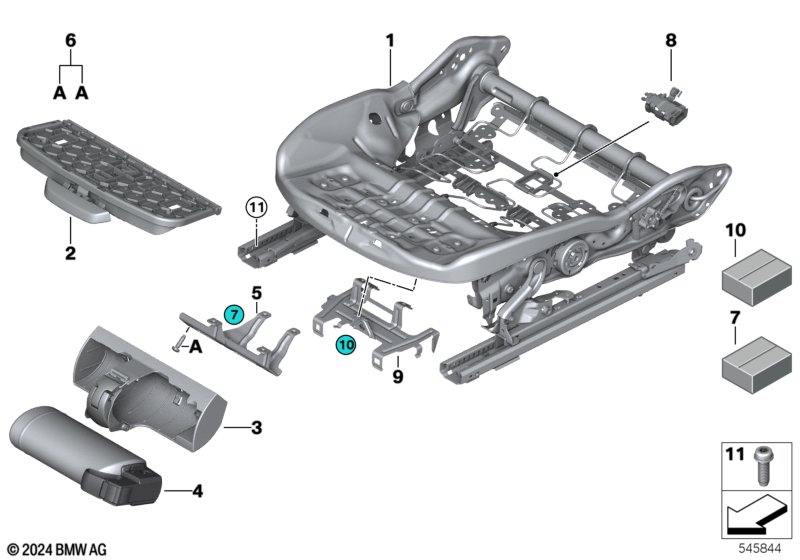 Siedz.przednie, elektryczna rama siedz.  (52_5576) dla BMW X3 G45 X3 20d xDrive SAV ECE