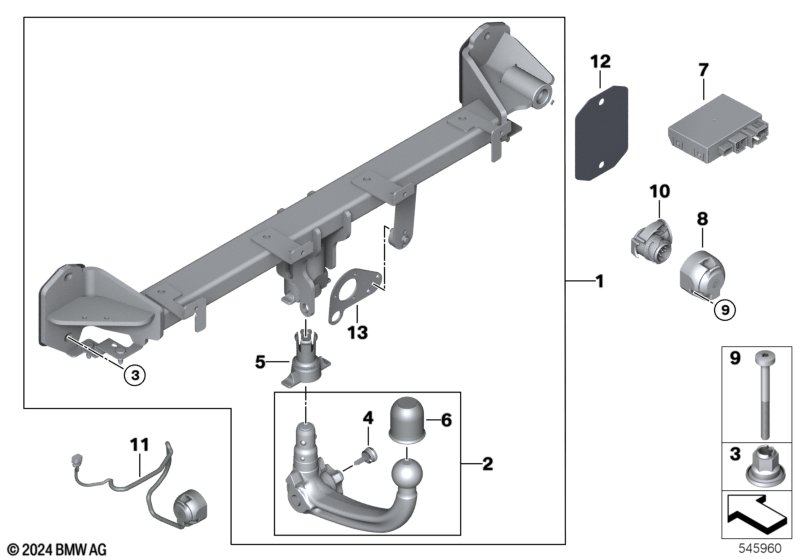 Hak holowniczy ze zdejmowaną głowicą  (71_1113) dla BMW X5 M F95 LCI X5 M Comp. SAV ECE