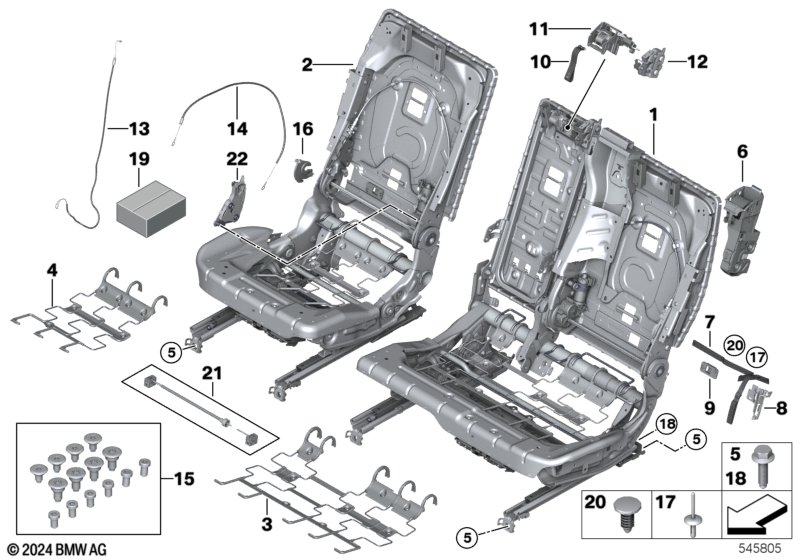 Siedz. tyl., rama siedz. komf.  (52_4498) dla BMW X7 G07 LCI X7 40dX SAV ECE