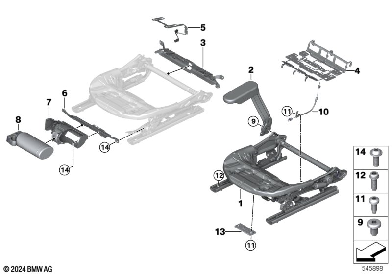 Siedz.przednie, elektryczna rama siedz.  (52_5237) dla MINI Cooper J01 Cooper E 3-drzwiowy ECE