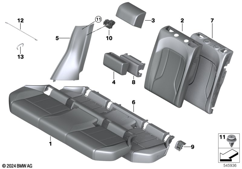 Siedz. tylne, tapicerka i poszycie  (52_5580) dla BMW X3 G45 X3 20d xDrive SAV ECE