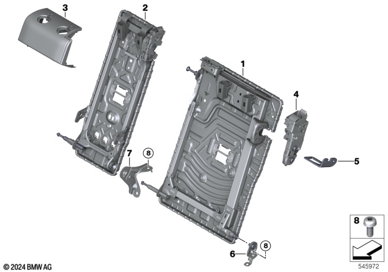 Siedzenie tylne, rama siedziska  (52_5583) dla BMW X3 G45 X3 20d xDrive SAV ECE