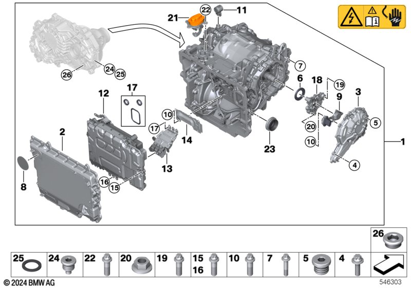 Maszyna elektryczna przedniej osi  (12_3177) dla BMW 5' G60 i5 M60 xDrive Lim ECE