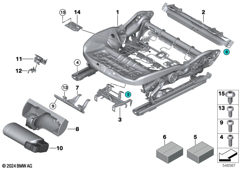 Siedz.przednie, elektryczna rama siedz.  (52_5525) dla MINI F66 Cooper C 3-drzwiowy ECE