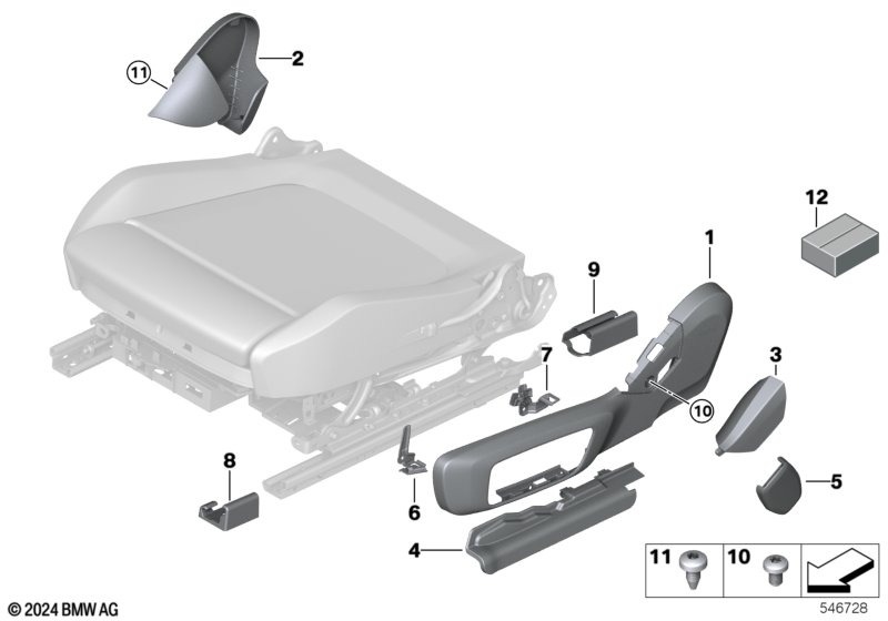 Fotel przedni - osłony fotela elektr.  (52_5455) dla BMW 3' G80 M3 LCI M3 Lim ECE